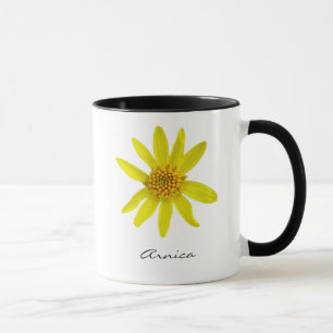 Caneca Flor amarela botânica da arnica com nome