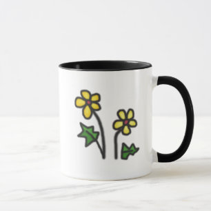 Caneca Flor Amarelo Desenhado Doce