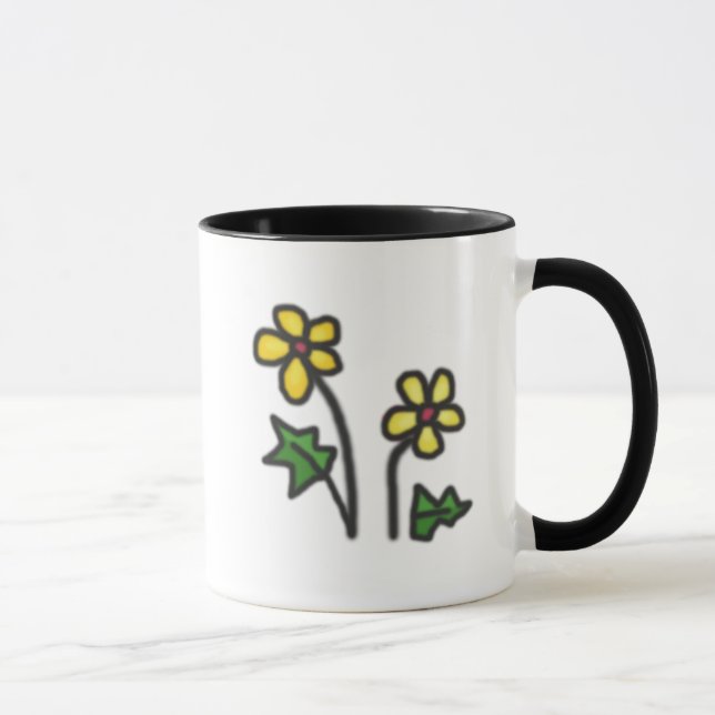 Caneca Flor Amarelo Desenhado Doce (Direita)