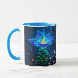 Caneca Flor Azul Bioluminescente Fantasia