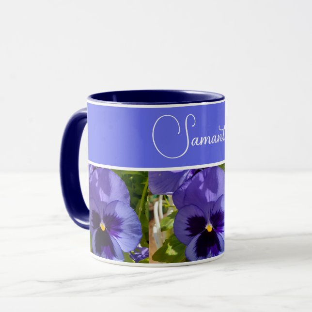 Caneca Flor Azul Flor Nome das Mulheres Mug (Frente Esquerda)