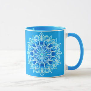 Caneca Flor Batik Mandala em Turquesa