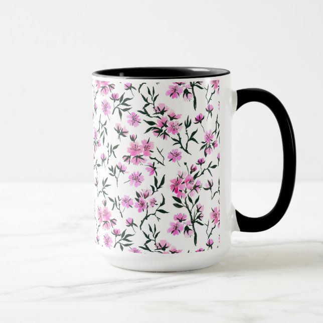 Caneca Flor branco de cereja em branco (Direita)