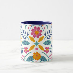 Caneca Flor Brilhante Colorida Floral Moderna Flores Botâ