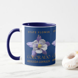 Caneca Flor da Região do Colorado Aquilegia coerulea Azul