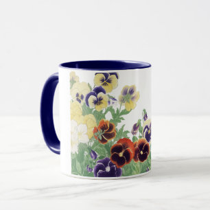 Caneca Flor de Amora Japonês Vintage Ukiyo-e Botânico