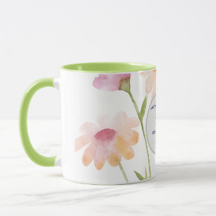 Caneca flor de aquarela editável