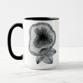 Caneca Flor de Arte de Linha Radial Abstrata Café em Duas