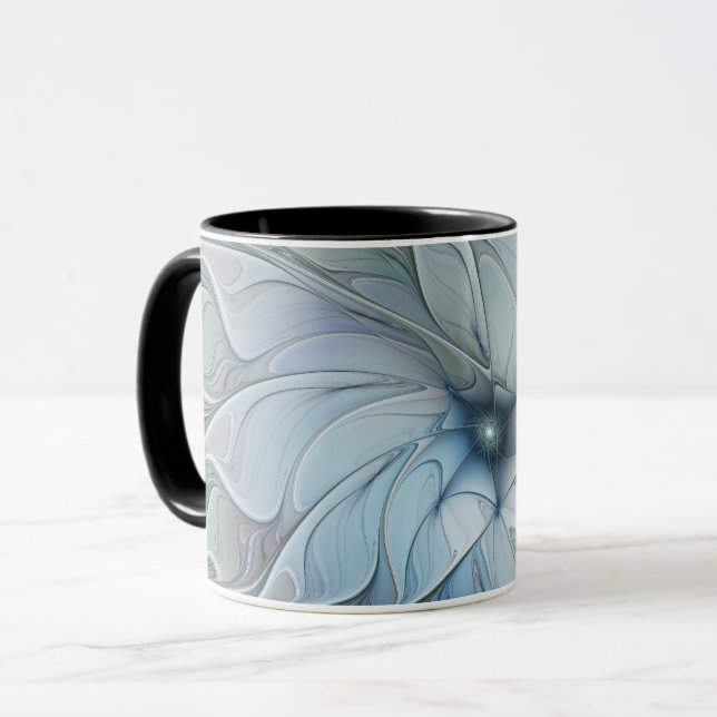 Caneca Flor de Arte Fractal, Abstrato, Bela Moderna Elega (Frente Esquerda)