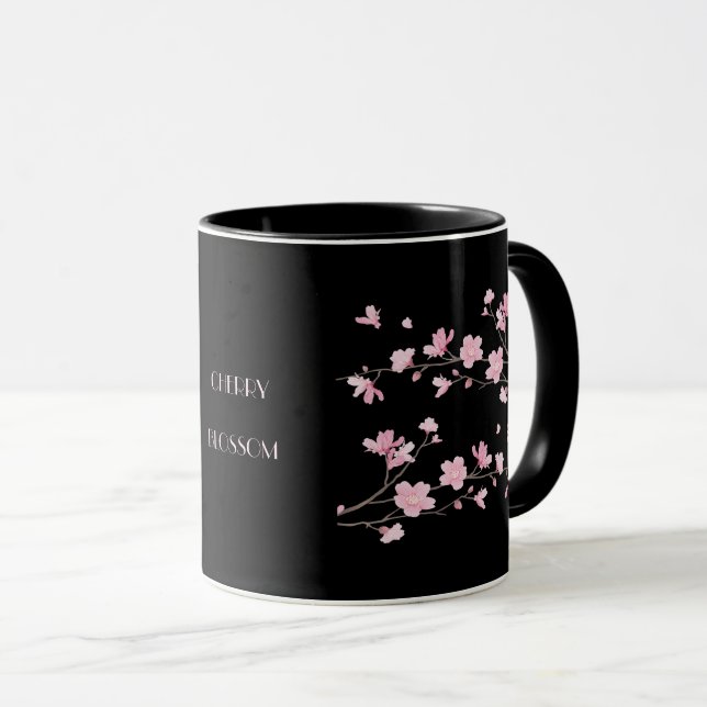 Caneca Flor de Cereja - Preto (Frente Esquerda)