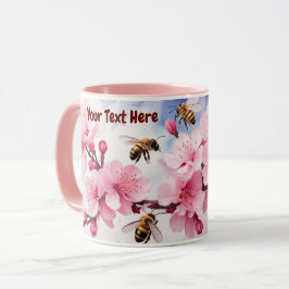 Caneca Flor de Cereja Sakura com Abelhas