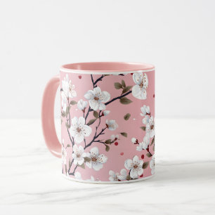 Caneca Flor de Cerejeira Romântica de Primavera Japandi F