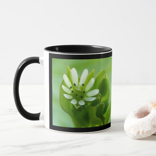 Caneca Flor de frango, Tampão Preto (Com Donut)