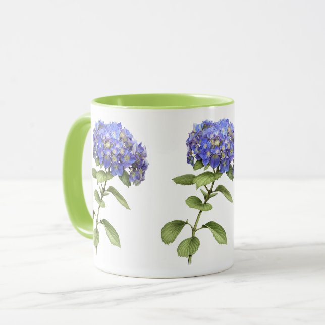 Caneca Flor de Hydrangea Azul (Frente Esquerda)