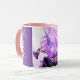 Caneca Flor de Íris Roxa Aquarela Mulheres Íris