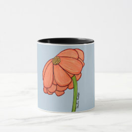 Caneca Flor de Laranja com fundo Azul