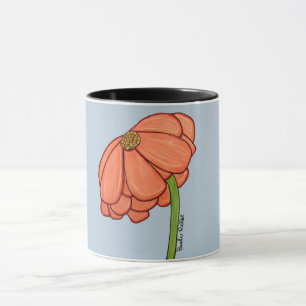 Caneca Flor de Laranja com fundo Azul