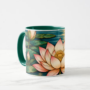 Caneca Flor de Lótus em Vidro Pintado