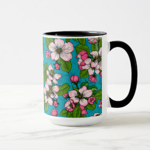 Caneca Flor de maçã em turquesa