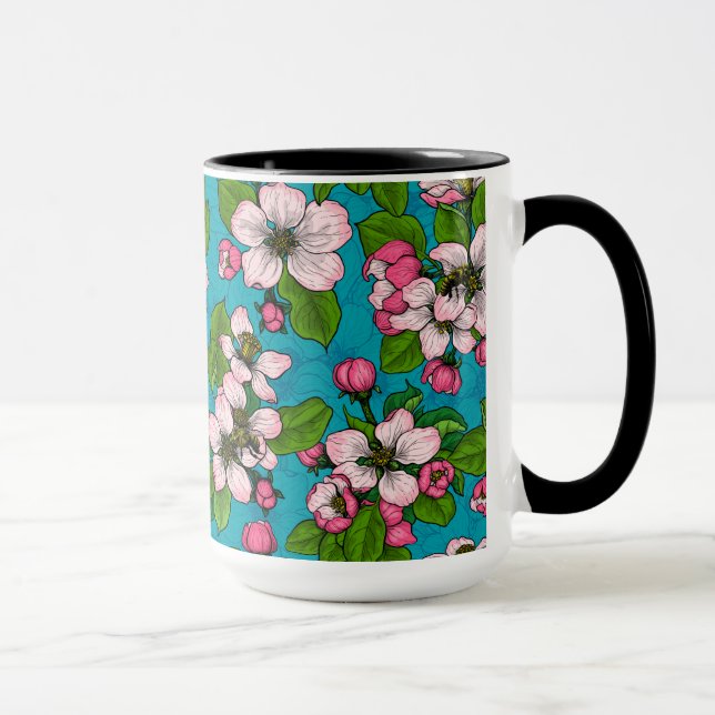Caneca Flor de maçã em turquesa (Direita)