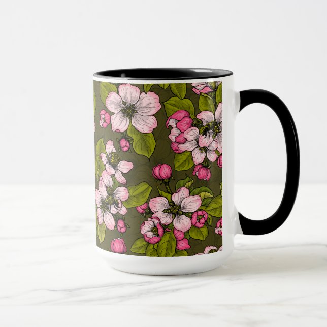 Caneca Flor de maçã em verde-escuro (Direita)