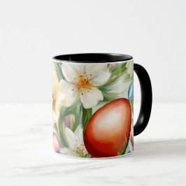 Caneca Flor de Maçã Gracioso, Tulipas e Ovos de Páscoa