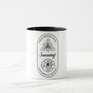Caneca Flor de Mês de Nascimento Janeiro Cravo