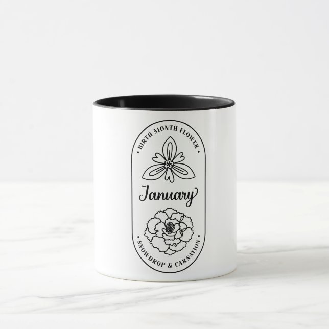 Caneca Flor de Mês de Nascimento Janeiro Cravo (Centro)