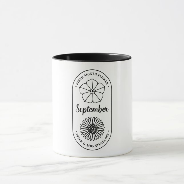 Caneca Flor de Mês de Nascimento Setembro Áster Maravilha (Centro)