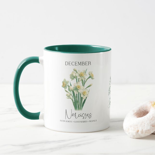 Caneca Flor de Nascimento de Dezembro Narciso Presente de (Com Donut)