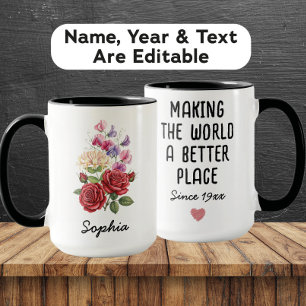 Caneca Flor de Nascimento Personalizada de Junho - Nome P