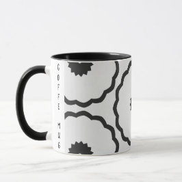 Caneca Flor de ponto preto e branco Abstrato personalizad
