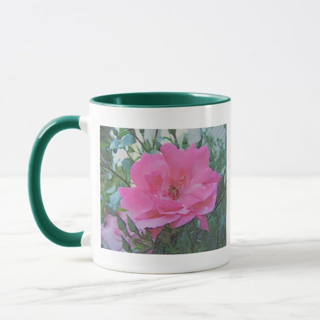 Caneca flor de rosa rosa (Esquerda)