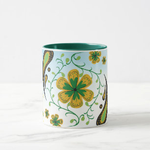 Caneca Flor de Taiji – Arte Floral Verde e Amarela