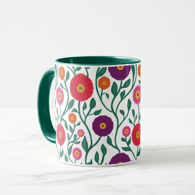 Caneca Flor de Videira de Meados do Século | Grinalda de  (Frente Esquerda)