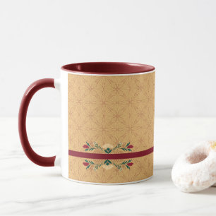 Caneca Flor Elegante em Ornamentos Amarelos