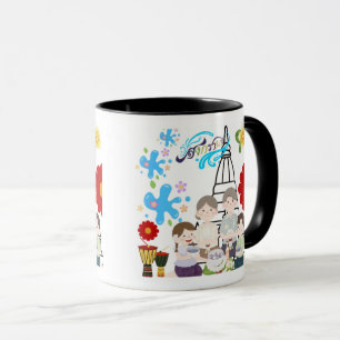 Caneca Flor esplêndida perfumada preta & branca