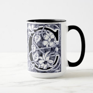 Caneca Flor - Letra "C" em azul - Mug