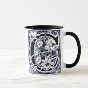 Caneca Flor - Letra "C" em azul - Mug