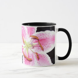Caneca Flor Lily Rosa em Preto