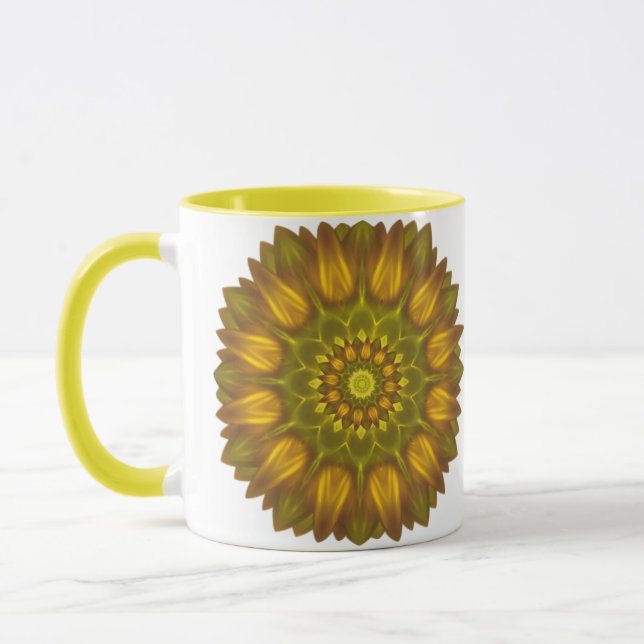Caneca Flor Mandala com tons brilhantes de amarelo (Esquerda)