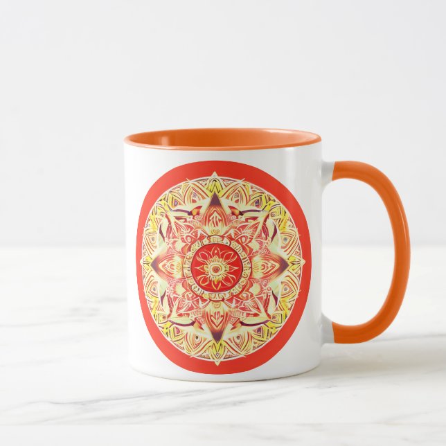 Caneca Flor Mandala em laranja mandarim (Direita)