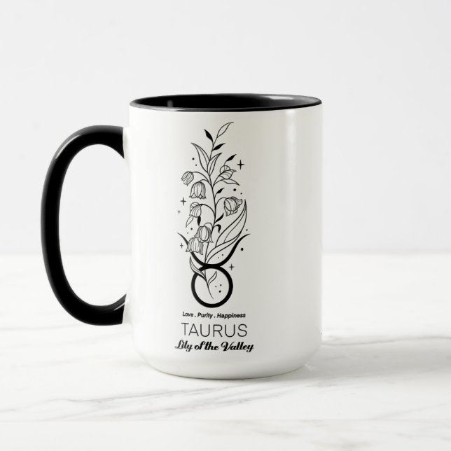 Caneca Flor Mes de Nascimento/Zodiaco/Touro (Esquerda)