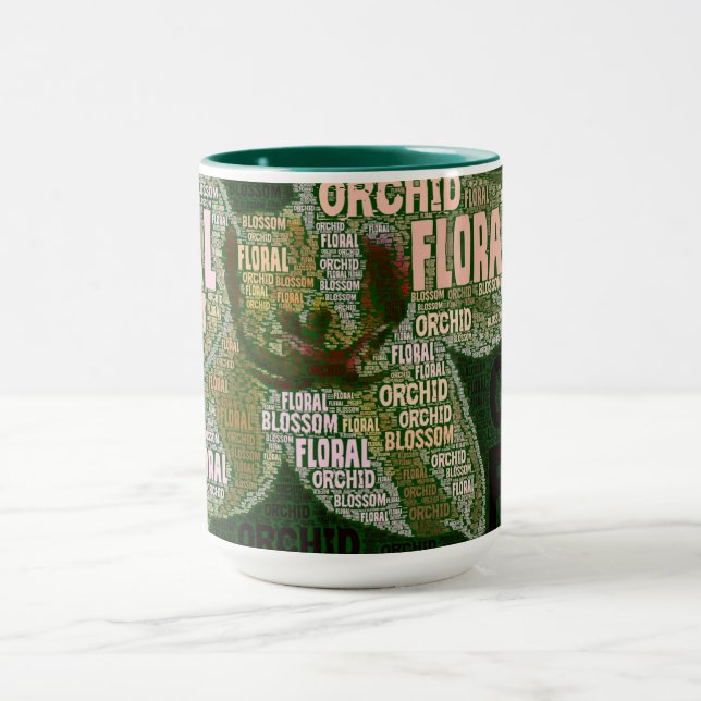 Caneca Flor Orquídea Sobre Nuvem Verde (Centro)