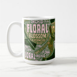 Caneca Flor Orquídea Sobre Nuvem Verde