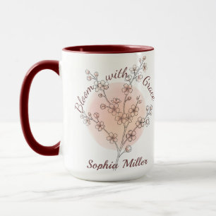 Caneca Flor Personalizada de Nascimento com Nome Personal