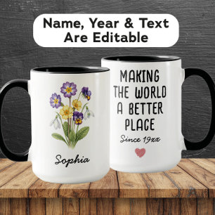 Caneca Flor Personalizada de Nascimento de Fevereiro - No