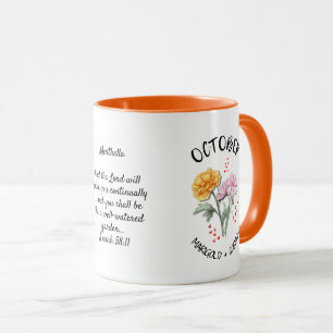 Caneca Flor Personalizado Marigold do Mês de Nascimento d