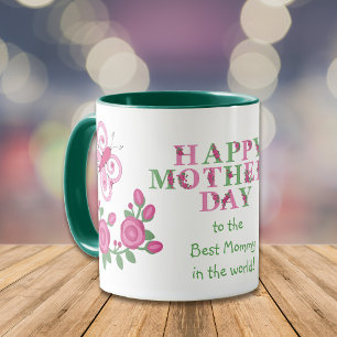 Caneca Flor Pink Button Melhor Mamãe