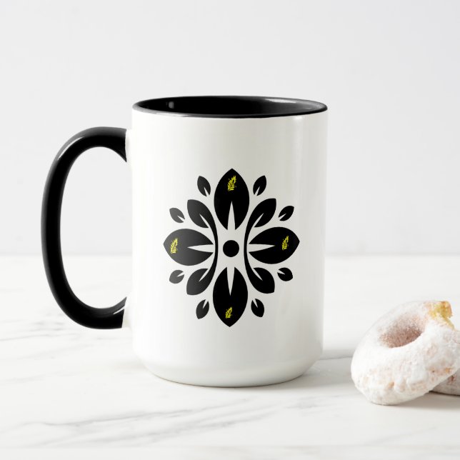 Caneca Flor Preta (Com Donut)